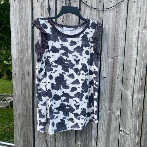 Ces Femme Tops - Ces Femme Boutique Western Rodeo Women's Black and White Sleeveless Top, Medium